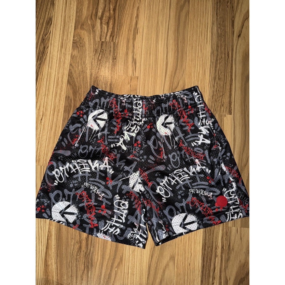 Ethika Boys Red Black Graffiti Mesh Athletic Shorts Size Youth XL
